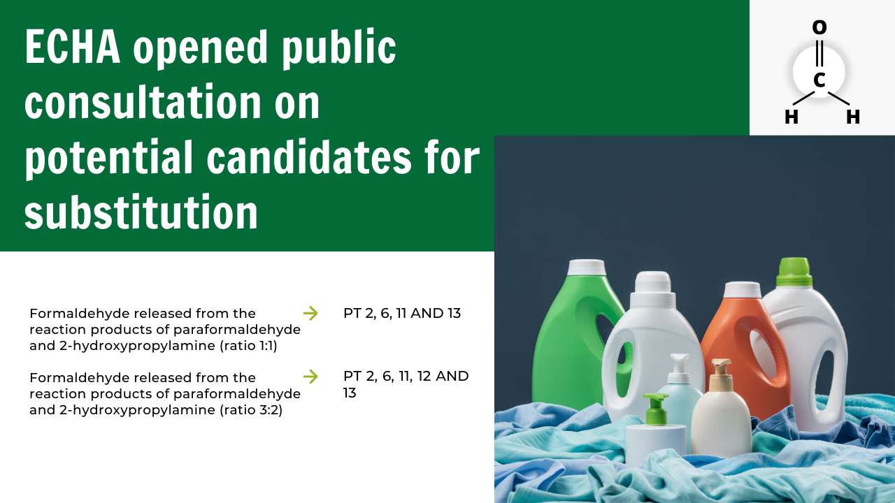 ECHA OPENED PUBLIC CONSULTATION ON POTENTIAL CANDIDATES FOR SUBSTITUTION